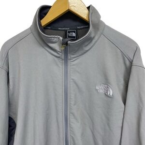 The North Face Mens XL Apex High Neck Full Zip Jacket w Drawstring 2 Tone Gray